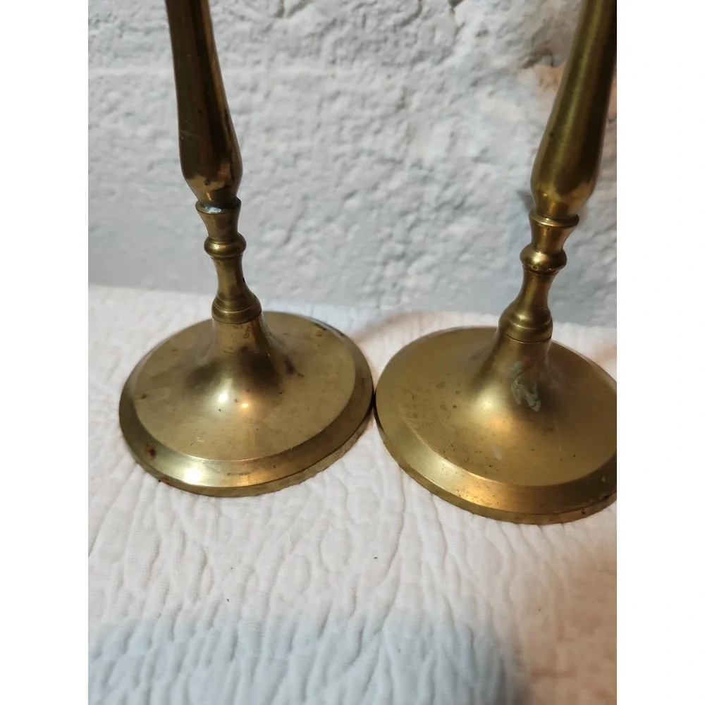 Pair of  Vintage Jarvie Style Brass Candlestick Holders 10.5